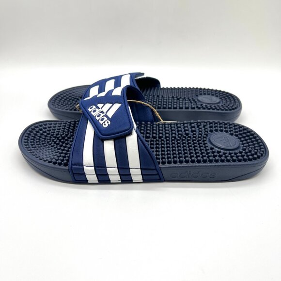 Adidas Unisex Adissage Navy Blue And White Slip On‎ Slides Sandals Shoes - Picture 5 of 12